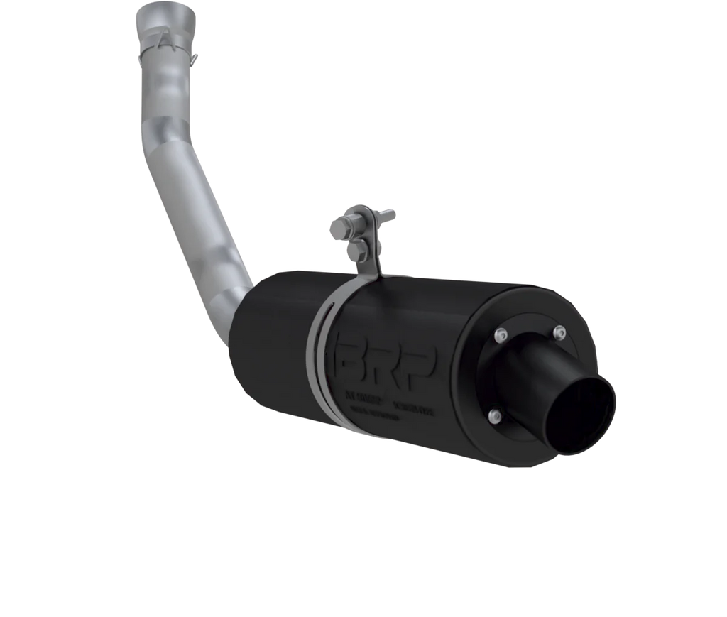 MBRP Exhaust single slip-on system with 4.25-inch black sport muffler, showcasing the sleek exhaust pipe and muffler design.