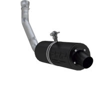 Load image into Gallery viewer, MBRP Exhaust single slip-on system with 4.25-inch black sport muffler, showcasing the sleek exhaust pipe and muffler design.