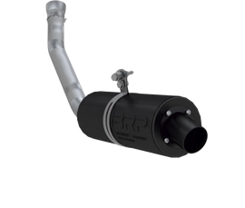 MBRP Exhaust single slip-on system with 4.25-inch black sport muffler, showcasing the sleek exhaust pipe and muffler design.