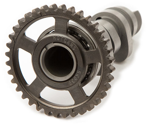 Hot Cams Racing Cam Stage 3 engine part for motorcycles, showcasing the detailed metal cam component with branding.