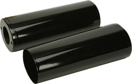 Black HardDrive Uppr Fork Tube Covers for Touring Harley Davidson FLST models, front suspension accessories, set of two.
