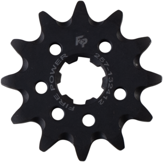 Steel Fire Power front CS sprocket, 12-tooth, for motorcycle, shown with gear teeth and mounting holes.