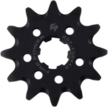 Load image into Gallery viewer, Steel Fire Power front CS sprocket, 12-tooth, for motorcycle, shown with gear teeth and mounting holes.