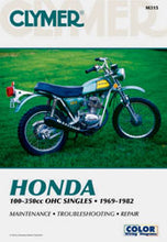 Load image into Gallery viewer, Clymer repair manual for Honda 100-350cc engines, showing detailed diagrams and step-by-step maintenance instructions.
