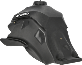 Acerbis black 3.6-gallon fuel tank for motorcycle, showing the body with fuel cap and mounting points.