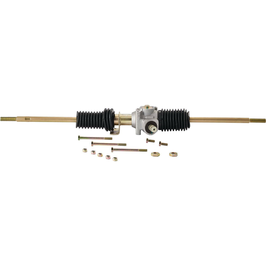 All Balls steering rack assembly for Arctic Cat ATV, showing the metal steering rack with mounting points and hydraulic connections.