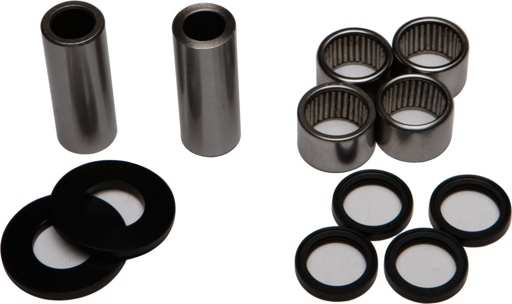 All Balls Swingarm Bearing Kit 22-81197 for motorcycle suspension, showing bearings and components in a close-up view.