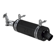 Load image into Gallery viewer, MBRP Exhaust single slip-on system with 4.25-inch black sport muffler, showcasing the sleek exhaust design.