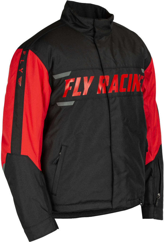 Fly Racing Outpost Jacket in black and red, size 3X, featuring a sporty design with a front zipper and adjustable cuffs.