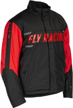 Load image into Gallery viewer, Fly Racing Outpost Jacket in black and red, size 3X, featuring a sporty design with a front zipper and adjustable cuffs.