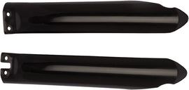 Acerbis black fork guard for motorcycle suspension protection, model 21150-30001, shown mounted on a bike fork.