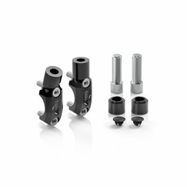 RIZOMA Stealth Naked Mounting Kit with black tri-mount bracket and mirror, designed for motorcycle handlebar installation.