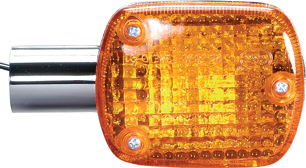 K&S Technologies front turn signal illumination, showing the clear lens and mounting bracket for vehicle safety and visibility.