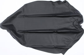 QuadWorks black seat cover with gripper texture, designed for secure fit and comfort on bike or motorcycle seats.