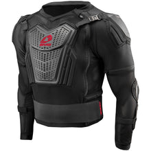 Load image into Gallery viewer, Youth black and red EVS Ballistic Jersey Comp Suit, size small, showing padded protective gear and sporty design.