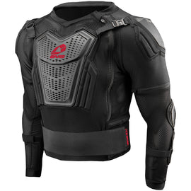 Youth black and red EVS Ballistic Jersey Comp Suit, size small, showing padded protective gear and sporty design.