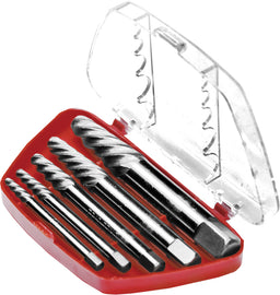 Performance Tool 5-piece screw extractor set with various tools for removing damaged or stubborn screws and bolts.