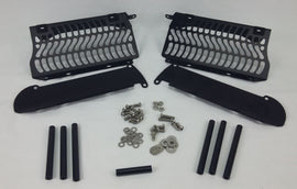 Black Unabiker radiator guard for Yamaha YZ250 motorcycle, offering protection with a durable, sleek design.