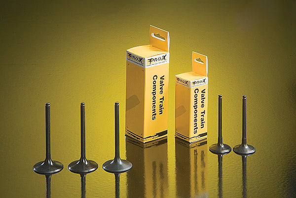 ProX Racing Parts steel exhaust valve for engine, with polished surface and precise threading, designed for high-performance motorcycle engines.