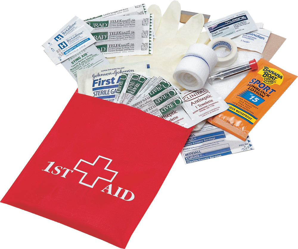 Kwik Tek waterproof first aid kit with safety supplies, compact protective emergency kit for outdoor activities.