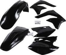 Load image into Gallery viewer, Acerbis black plastic kit with various custom-fit motorcycle parts, including panels and covers, arranged on a surface.