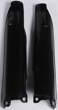 Load image into Gallery viewer, Acerbis black fork guard for motorcycle suspension, model 21137-20001, shown attached to motorcycle front fork.