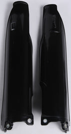 Acerbis black fork guard for motorcycle suspension, model 21137-20001, shown attached to motorcycle front fork.