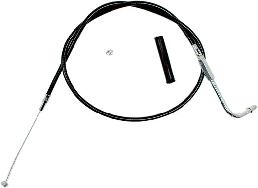 Motion Pro black vinyl throttle cable for motorcycle control lines, featuring durable construction and precise fit.