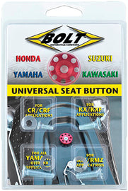 Anodized seat button from BOLT, durable hardware fitting with a sleek finish, used in automotive or furniture applications.