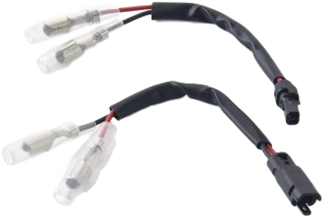 Pair of RIZOMA electrical turn signal cable kits with black connectors and wiring for motorcycle turn signal installation.