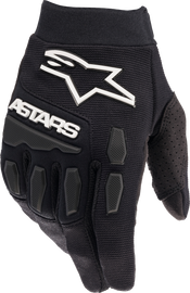 Alpine Star Youth Full Bore Gloves in black and white, size XS, showing the padded palm and secure wrist closure.