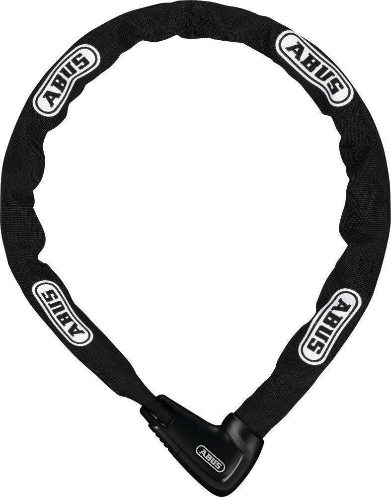 Abus 9808k Xplus chain lock in black with 140cm length, designed for secure bike or outdoor equipment protection.