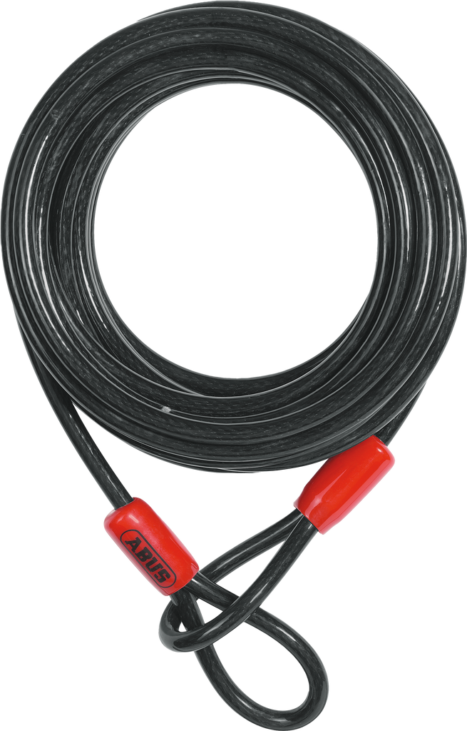 Abus Cobra Loop Cable 33ft security cable, black steel with key lock, designed for bike and outdoor security.