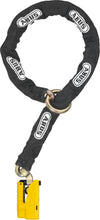 Load image into Gallery viewer, Abus Granit 8077 alarm disc lock with adaptor chain, durable security device for bike or motorcycle protection, black and silver finish.