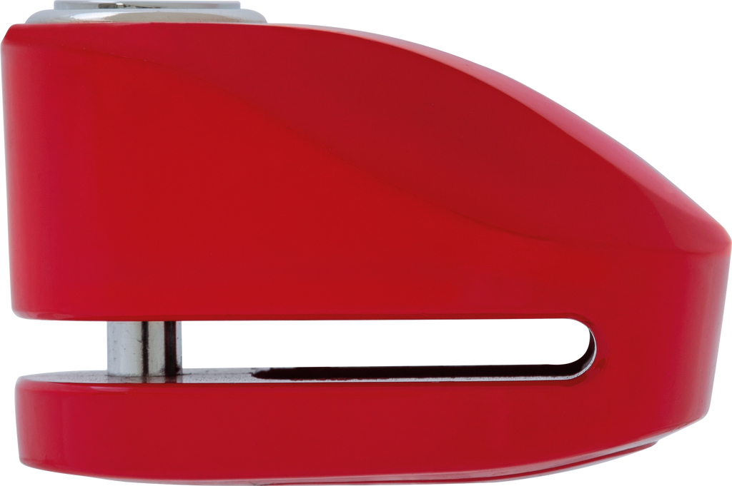 Red Abus 277 disc lock with key mechanism, designed for securing bicycles and motorcycles.