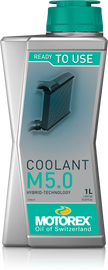 Motorex Coolant M5.0 Ready To Use 1L container, automotive chemicals for engine cooling, shown in the image.
