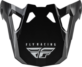 Fly Racing Formula Cp Rush helmet visor in grey, black, and white, designed for medium to 2XL helmets.