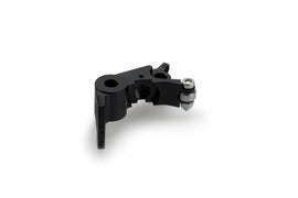 Black PUIG lever adapter for KTM and Triumph brake and clutch levers, shown attached to motorcycle handlebars.