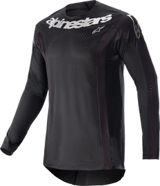 Alpine Star Techstar Arch riding jersey in black and silver, size large, featuring lightweight, breathable fabric with bold branding.