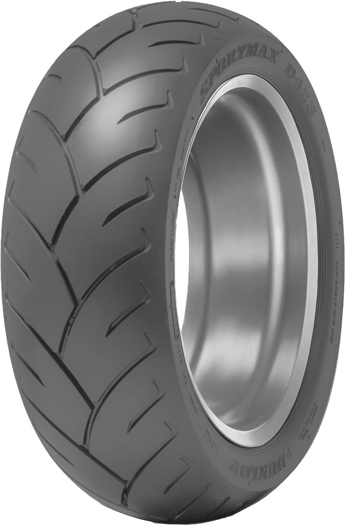 Dunlop D423 rear tire 200/55R16 77H radial tubeless motorcycle tire displayed on the wheel.
