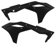 Load image into Gallery viewer, Acerbis black radiator shrouds for street motorcycle, featuring sleek design and durable plastic construction.