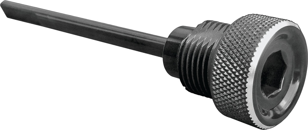 Accutronix black drive trans dipstick 811-20191 for motorcycle transmission fluid level checking.
