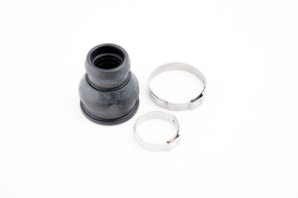WSM Performance Parts drive shaft boot with clamps, suitable for automotive drive systems, shown with clamps attached on the shaft.