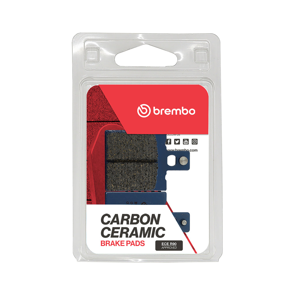 Brembo Prime Organic Brake Pads OEM organic brake pads with Brembo branding and detailed packaging.