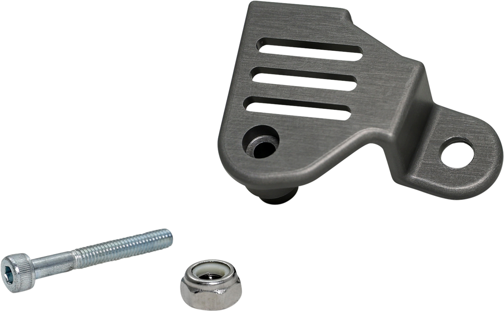 Dynojet Research side stand switch cover for 2021 Pan America motorcycle, body part with mounting details visible.