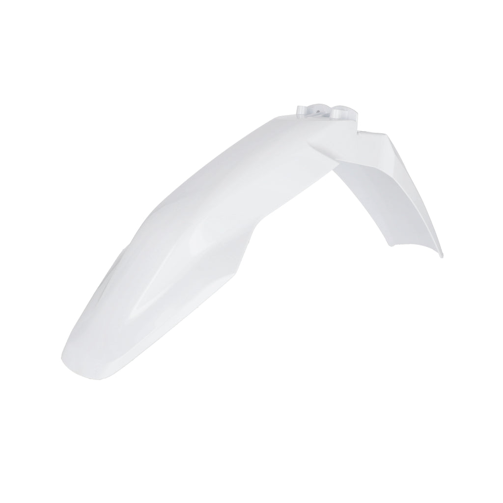 Acerbis Hus White front fender motorcycle body part with Acerbis branding, designed for Husqvarna bikes.
