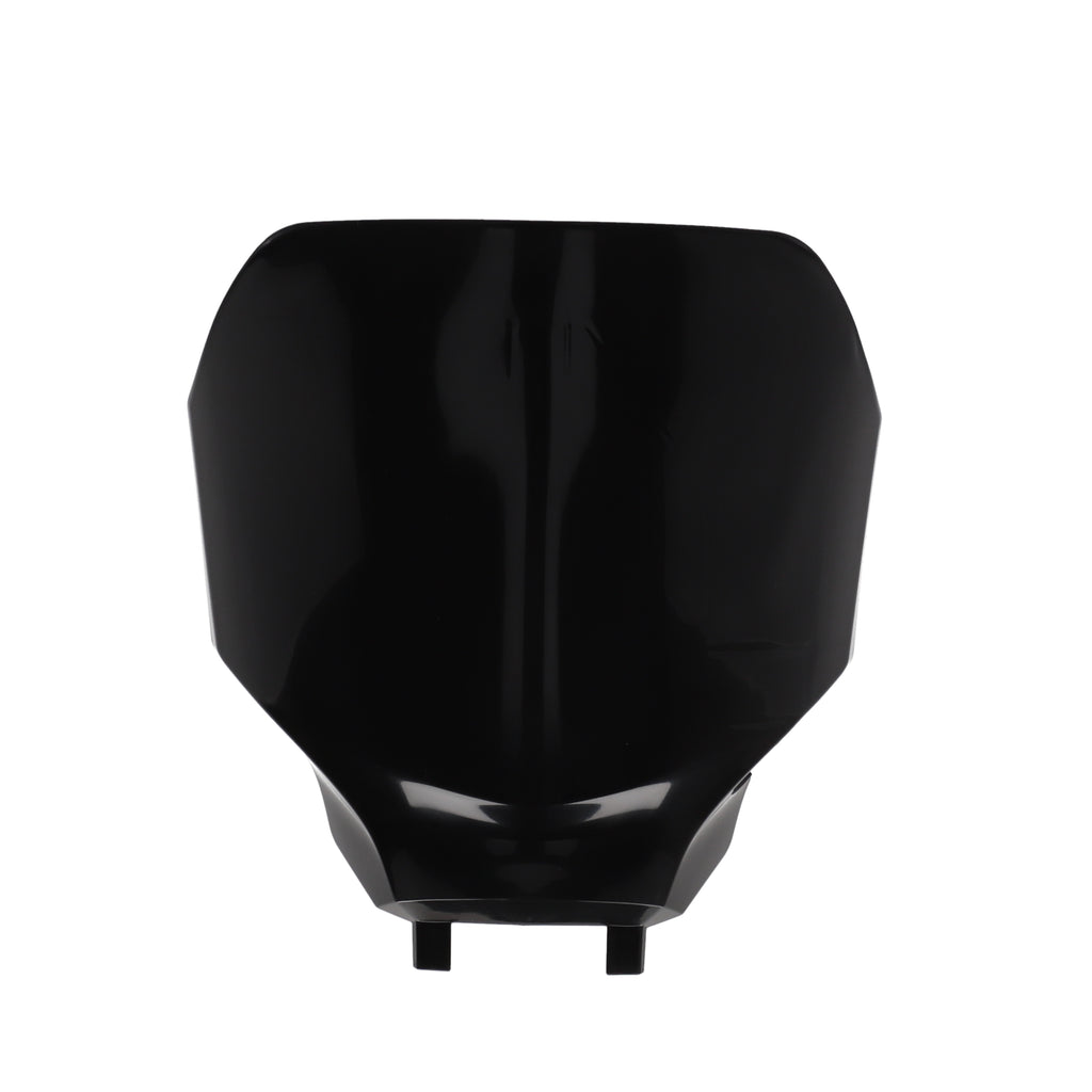 Acerbis black front number plate for Yamaha motorcycles, body part with mounting holes, designed for durability and style.