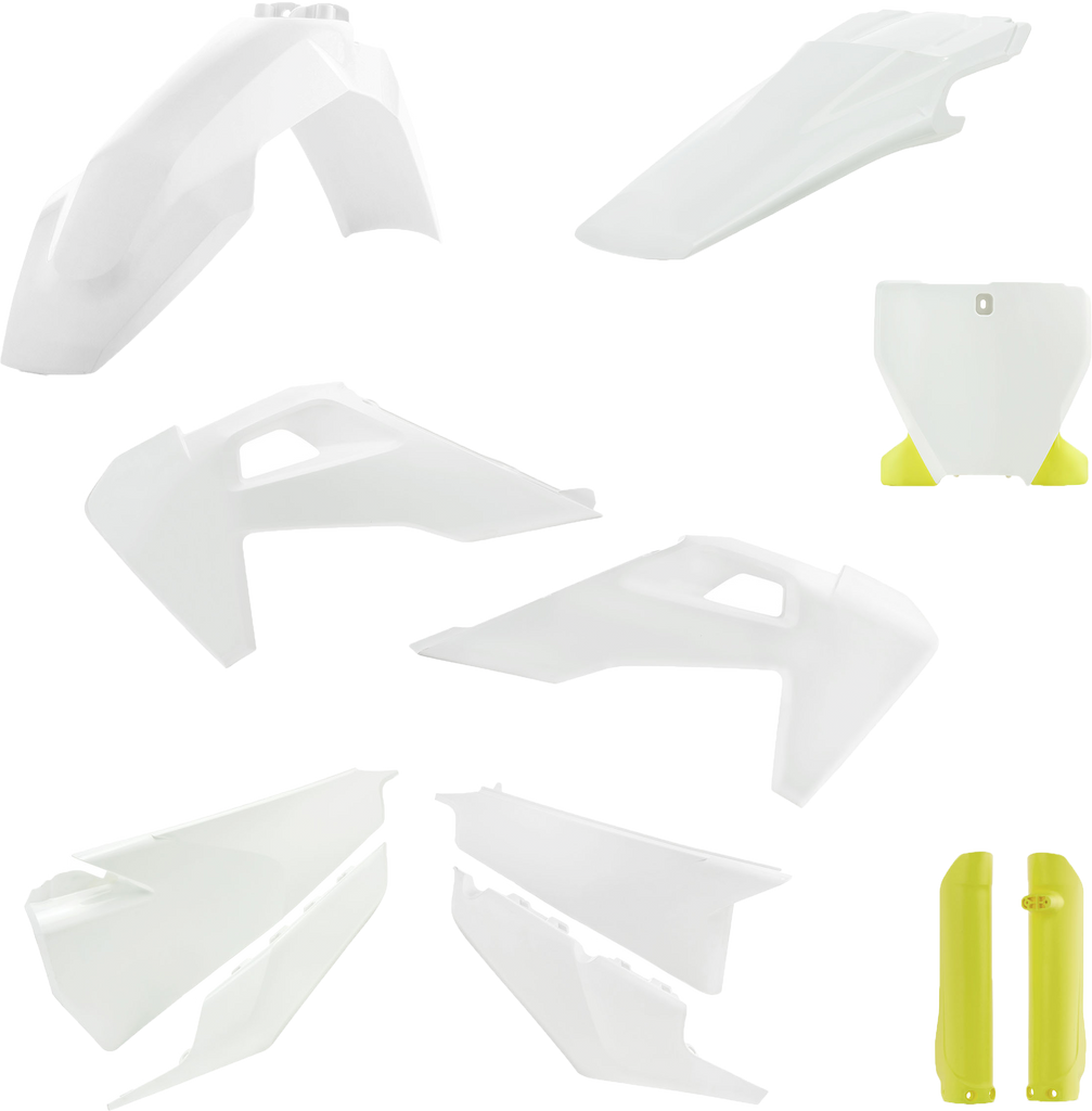Acerbis full plastic body kit for Husqvarna 2022, including front and side panels with brand logo and vibrant color details.