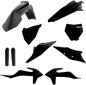 Acerbis full plastic body kit in black for KTM motorcycle, includes front and side panels, durable and lightweight plastic construction.