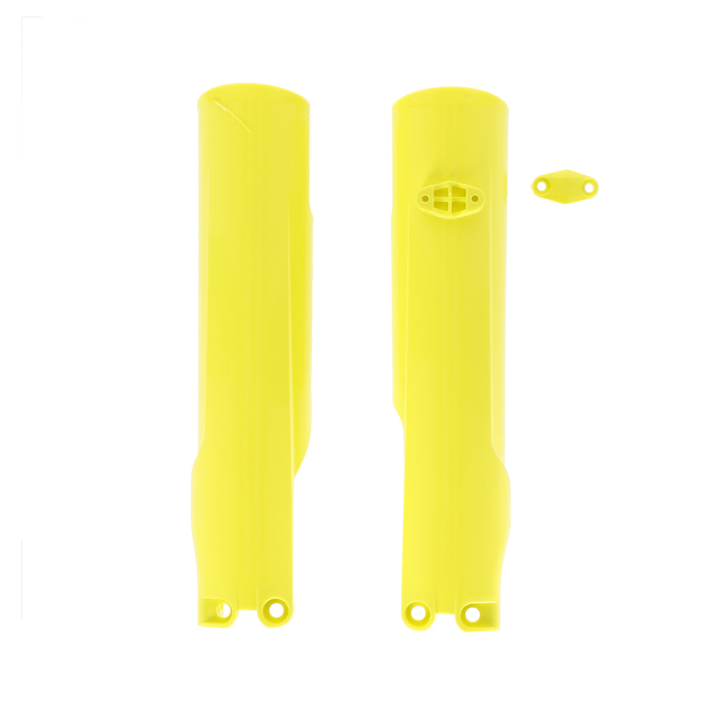 Acerbis yellow lower fork cover set for motorcycle front forks, designed for Husqvarna models, with protective body covers.